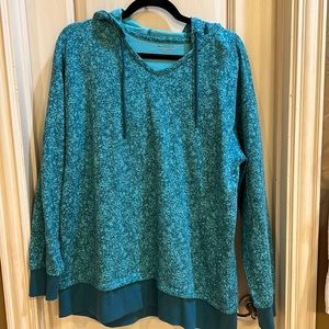 Athleta aqua floral v-neck hooded sweatshirt size medium